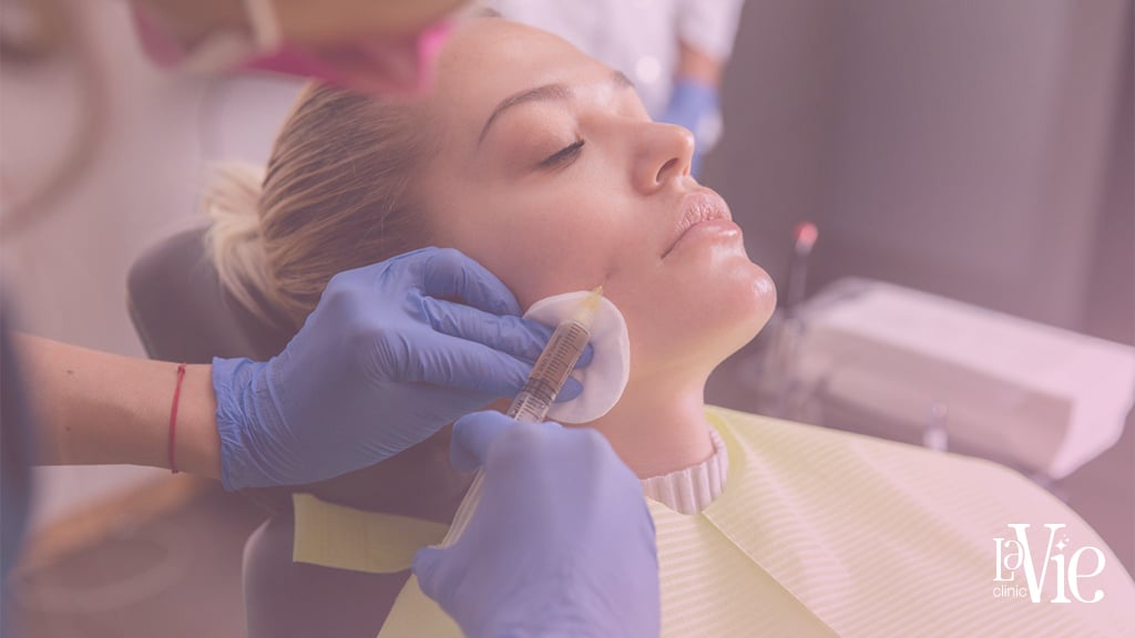 

a person getting a PRF Facial injection, La Vie Clinic Rochester Hills